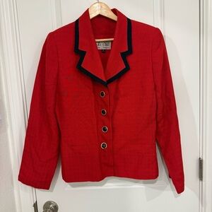 Le Suit Red and Black Plaid Blazer Size 10 Classic ViTG  80s 90a Classic Office